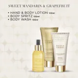 Набор Baylis & Harding Sweet Mandarin & Grapefruit гель для душа 100 мл лосьон 100 мл спрей для тела 100 мл и косметичка — фото 4