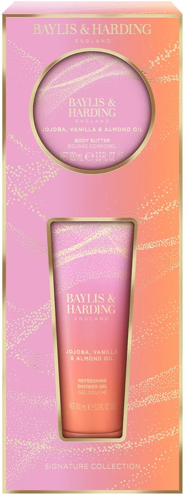 Baylis & Harding Baylis & Harding Jojoba, Vanilla & Almond Oil Indulgent Body Pamper Duo Gift Set (sh/gel/100 мл + b/butter/100 мл) - Набор для тела Baylis and Harding Jojoba, Vanilla and Almond Oil Indulgent Body Pamper Duo: гель для душа 100 мл и масло для тела 100 мл
