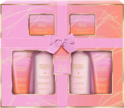 Набор Baylis & Harding Jojoba Vanilla & Almond Oil гель 300 мл скраб 130 мл кристаллы 100 г мыло 150 г лосьон 130 мл и молочко для ванны 300 мл