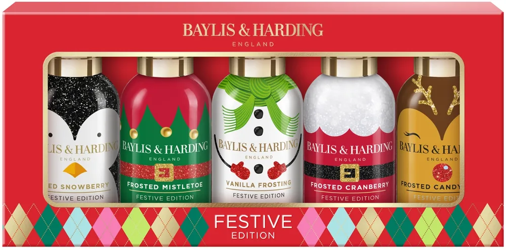 Набор гелей для душа Baylis & Harding Festive Edition клюква ваниль снежная ягода омела и яблоко 5 шт по 100 мл
