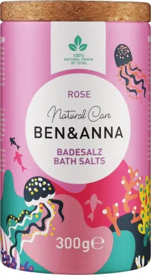 Ben & Anna Ben & Anna Rose Bath Salts - Ben and Anna соль для ванны Роза Rose Bath Salts 300 г, морская соль с лепестками розы, ароматическая соль для ванны