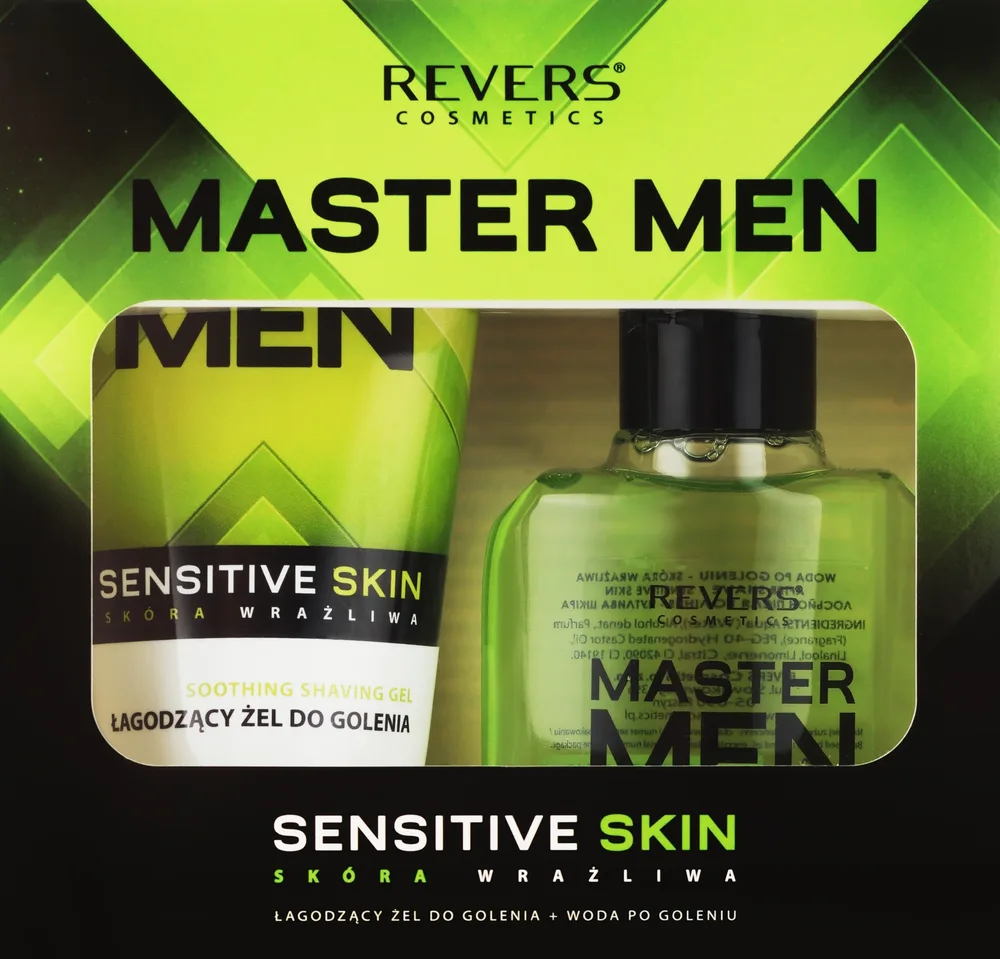 Мужской набор для бритья Revers Master Men Sensitive Skin гель и лосьон после бритья с пантенолом 150+120 мл