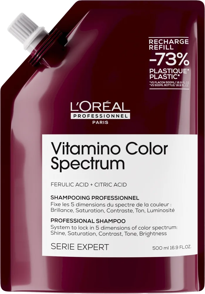 Шампунь для блеска и сохранения 5 измерений цвета окрашенных волос L'Oreal Professionnel Vitamino Color Spectrum Shampoo, сменный блок
