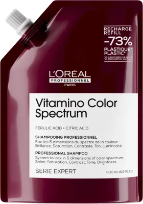 Шампунь для блеска и сохранения 5 измерений цвета окрашенных волос L'Oreal Professionnel Vitamino Color Spectrum Shampoo, сменный блок