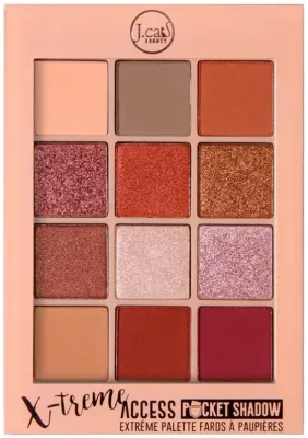 Палетка теней для век J.Cat Beauty X-Treme Access Pocket Shadow компактная, на двенадцать оттенков, 10 г