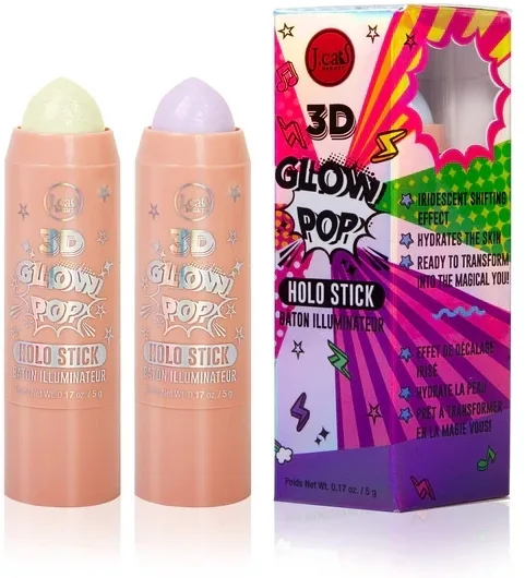 Хайлайтер для лица в стике J.Cat Beauty 3D Glow Pop Holo Stick, голографический, 5 г, оттенок 101 - Metamorphic Gold
