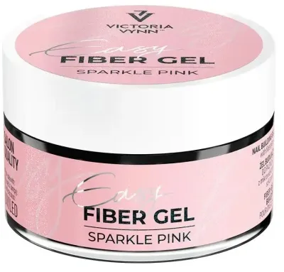 Гель для наращивания ногтей Victoria Vynn Easy Fiber Gel Sparkle Pink со стекловолокном, мерцающий, бледно-розовый