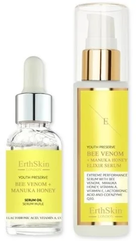 Набор сывороток для лица ErthSkin London Bee Venom эликсир и масло-сыворотка с пчелиным ядом и авокадо для зрелой кожи 60+30 мл
