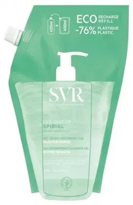 SVR Spirial Deo-Douche гель для душа дезодорирующий для лица и волос 400 мл сменный блок Refill