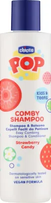 Шампунь и кондиционер 2 в 1 Chicco Pop Strawberry Candy «Клубничные конфеты», для детей и подростков, 250 мл