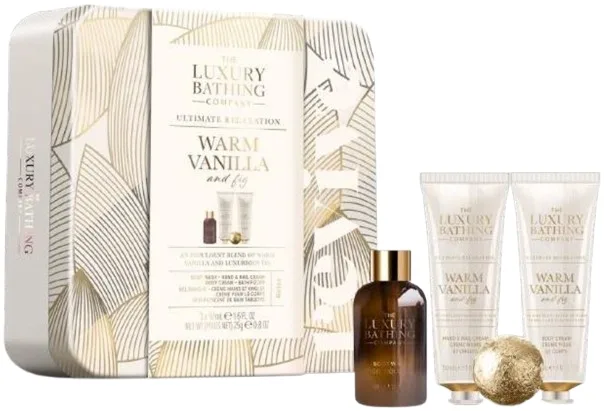 Набор Grace Cole The Luxury Bathing Warm Vanilla & Fig крем для тела 50 мл крем для рук 50 мл гель для душа 50 мл и бомбочка для ванны 25 г