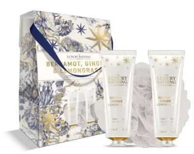Набор Grace Cole Bergamot Ginger & Lemongrass Perfect Night In крем для тела 100 мл гель для душа 100 мл и мочалка