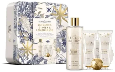 Набор Grace Cole Bergamot Ginger & Lemongrass гель для душа 250 мл крем для тела 50 мл крем для рук 50 мл бомбочка для ванны 50 г и мочалка