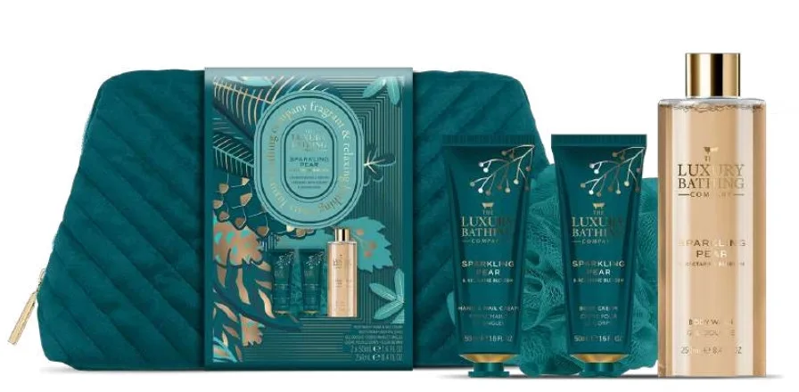 Набор Grace Cole Sparkling Pear & Nectarine Blossom гель для душа 250 мл крем для рук 50 мл крем для тела 50 мл мочалка и косметичка