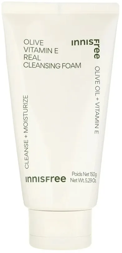 Пенка для умывания Innisfree Olive Vitamin E Real Cleansing Foam с оливковым маслом, кремовая, 150 г