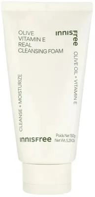 Пенка для умывания Innisfree Olive Vitamin E Real Cleansing Foam с оливковым маслом, кремовая, 150 г