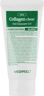 MEDIPEEL Green Cica Collagen Clear Gel Cleanser 2.0 гель для умывания лица с центеллой и коллагеном, для всех типов кожи, корейская косметика 300 мл