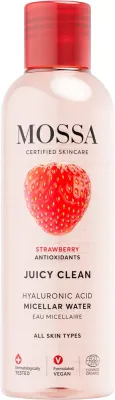 Мицеллярная вода Mossa Juicy Clean Hyaluronic Acid Micellar Water с гиалуроновой кислотой и экстрактом клубники 3 в 1, 200 мл