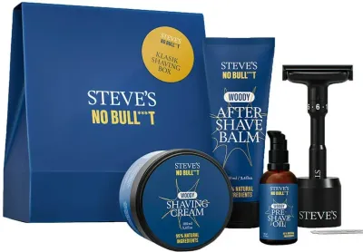 Steve?s No Bull***t Steve's No Bull***t Klasik Shaving Box (sh/oil/50 мл + sh/cr/100 мл + a/sh/balm/100 мл + razor) * - Мужской набор для бритья Steve's Klasik масло крем и бальзам после бритья с маслом овса и пантенолом уценка