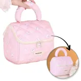 Косметичка Ecarla Bunny KS131R стеганая розовая с ручкой 21х15х16 см — фото 1