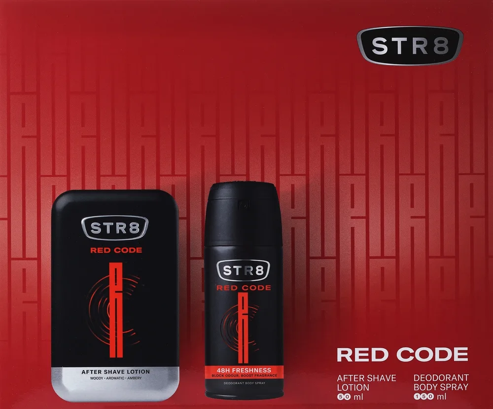 Мужской набор STR8 Red Code лосьон после бритья и дезодорант-спрей с ментолом 50+150 мл