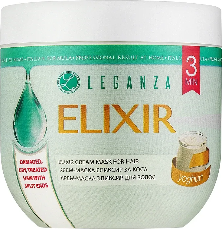 Маска для волос Leganza Elixir Cream Mask For Hair кремовая, для сухих и повреждённых волос, 1000 мл