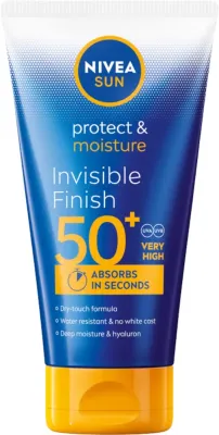 Увлажняющий солнцезащитный лосьон для тела NIVEA Sun Protect & Moisture Invisible Finish SPF50+, 150 мл