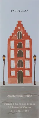 Набор для благовоний Paddywax Amsterdam House, керамическая подставка-домик, 20 палочек и чайная свеча