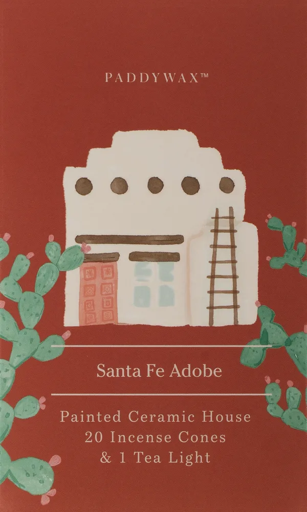 Набор для благовоний Paddywax Santa Fe Adobe, керамическая подставка-домик, палочки и чайная свеча