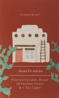 Набор для благовоний Paddywax Santa Fe Adobe, керамическая подставка-домик, палочки и чайная свеча