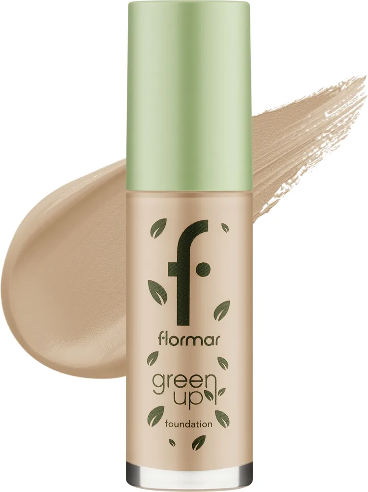 Тональная основа Flormar Green Up Foundation матирующая, 30 мл, оттенок 010 - Pure Beige