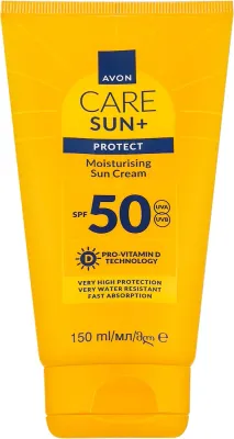 Avon Care Sun+ Protect крем солнцезащитный увлажняющий для лица и тела SPF50 150 мл, водостойкий, UVA и UVB