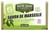 Мыло марсельское Maitre Savon de Marseille Olive оливковое, 5 x 100 г — фото 1