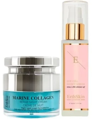 Набор ErthSkin London сыворотка EGF Youth-Cell 60 мл и ночной крем Marine Collagen 50 мл