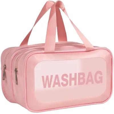 Косметичка Top Choice Washbag 99601 дорожная розовая экокожа два отделения 26х14х12 см