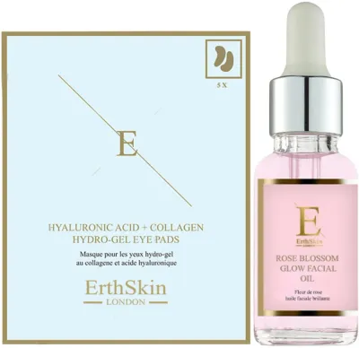Набор для лица ErthSkin London Rose Blossom масло с розой и три маски с гиалуроновой кислотой и коллагеном 30 мл