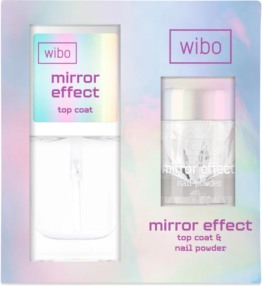 Набор для ногтей Wibo Mirror Effect зеркальная пудра и топ для зеркального эффекта 8.5 мл