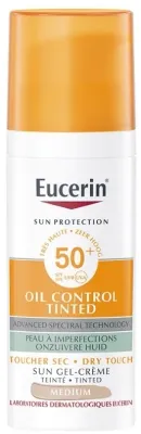 Гель-крем солнцезащитный Eucerin Sun Protection SPF 50+ Oil Control Tinted Medium тонирующий, для жирной кожи, 50 мл