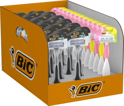 Набор бритвенных станков Bic Flex4 и Soleil Bella Colours, мужские 22 шт. и женские 12 шт., 34 шт