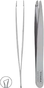 Пинцет для бровей Titania 1075/B 1A B скошенный, из нержавеющей стали, 9,5 см, 1 шт
