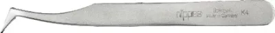 Пинцет для наращивания ресниц Nippes Solingen Tweezers K4 слегка изогнутый, сужающийся, из нержавеющей стали, 12 см, 1 шт