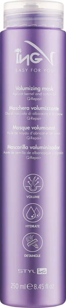 Маска для объёма волос ING Professional, масло хлопка и абрикоса, веганская формула, лёгкость и плотность