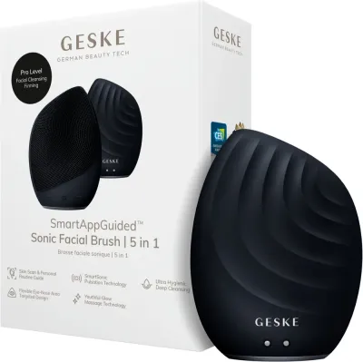 Звуковая щёточка для лица Geske Sonic Facial Brush 5 In 1 электронная, чёрная, 1 шт