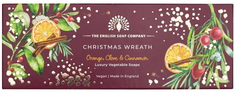 Набор мыла The English Soap Company Christmas Wreath корица и апельсин 3 шт по 100 г