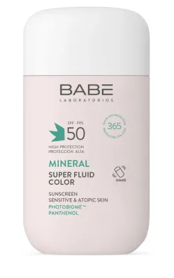 Babe Laboratorios Sunscreen Mineral Fluid Color SPF 50 минеральный солнцезащитный BB-флюид для лица с тонирующим эффектом, 50 мл