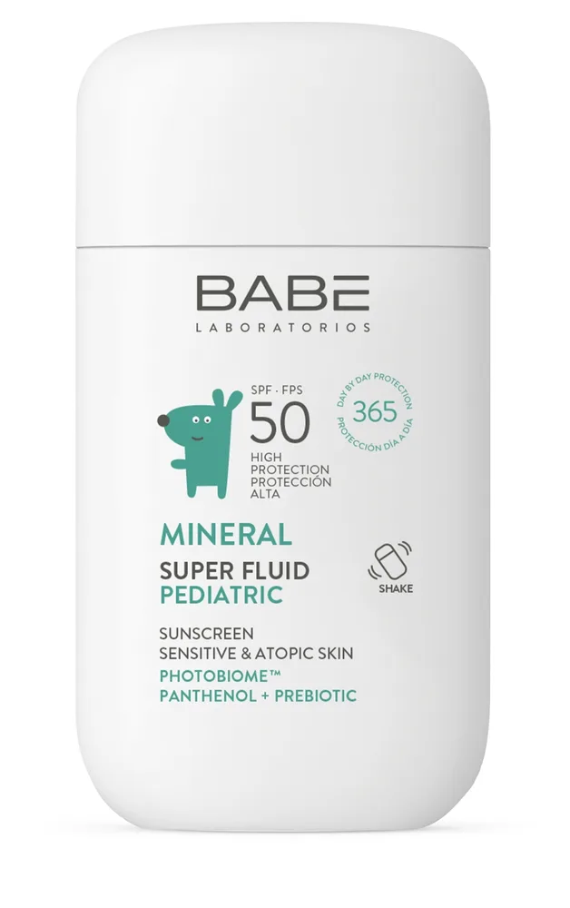 Флюид солнцезащитный детский Babe Laboratorios Pediatric Fluid SPF 50, минеральный, с пантенолом и пребиотиком, 50 мл