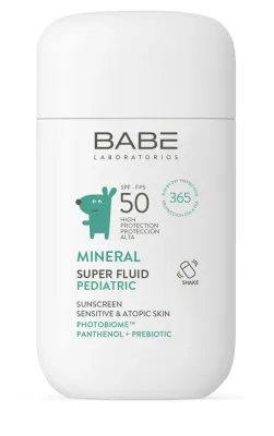 Флюид солнцезащитный детский Babe Laboratorios Pediatric Fluid SPF 50, минеральный, с пантенолом и пребиотиком, 50 мл