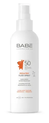 Babe Laboratorios Pediatric флюид-спрей солнцезащитный детский SPF 50 200 мл с пантенолом и пребиотиком, водостойкий, с 3 лет