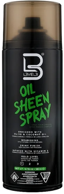 Спрей-блеск для волос Level3 Oil Sheen Spray с маслом ши и протеинами шёлка, США, 383 г