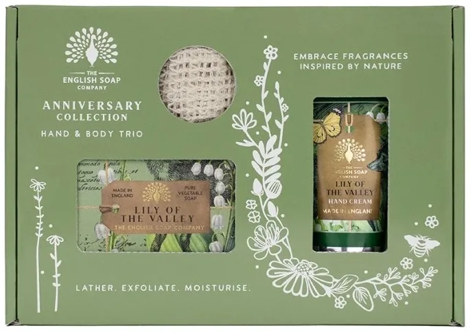 Набор The English Soap Company Lily Of The Valley мыло 190 г крем для рук 75 мл и мешочек для мыла